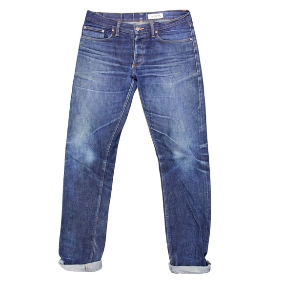 Gustin Selvedge Denim Jeans Men 34 x 36 Straight Slim Fit Button Fly Made in USA - Picture 1 of 16
